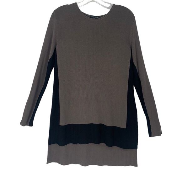 Eileen Fisher Lagenlook Lyocell High-Low Knit Sweater Gray Black Size Small - Picture 1 of 7